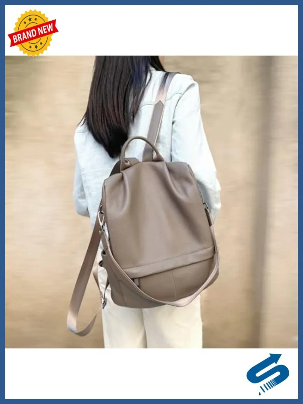 Genuine Leather Backpack Purse for Women Anti-theft